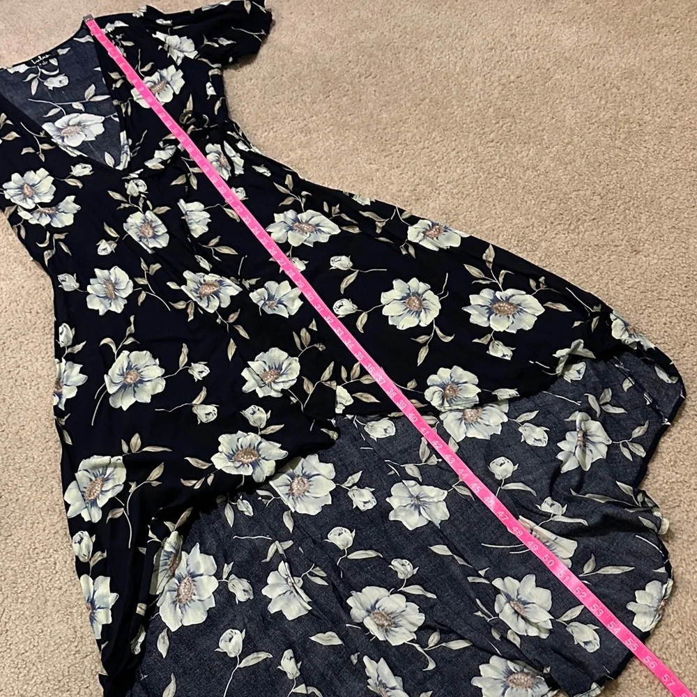 Lulus Lake Como Navy Floral High-Low Wrap Dress - Picture 7 of 14